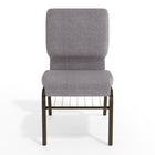 Flash Furniture - Chaise d'église de la série HERCULES de 18,5 po de largeur en tissu gris avec étagère à livres-Cadre en acier de calibre 16