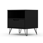 Manhattan Comfort Rockefeller 20.08" Mid-Century Modern 1-Drawer Nightstand - Black-30 Day Limited Manufacturer's Warranty
