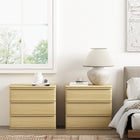 Manhattan Comfort - Molly 26" Table de nuit moderne - Chêne naturel - Lot de 2-Comprend 3 tiroirs avec extension de 0,75