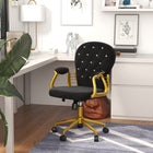 Vinsetto Vanity Office Chair with Button Tufted Backrest and Arms - Black-Adjust the seat height to suits your needs during prolonged hours of working