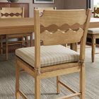 Modway - Jax Bois de chêne Chaise de salle à manger avec dossier ondulé en forme de rasoir et coussin in Rayure d’avoine en chêne usé-Coussinets de pied non marqués