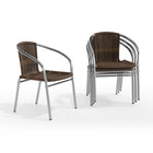 Flash Furniture - Chaise empilable de restaurant commerciale pour intérieur et extérieur en aluminium et rotin brun foncé-Ensemble de 4 chaises de café empilables