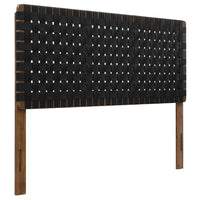 Modway Sparta Weave Vegan Leather Queen Headboard - Walnut Black-Queen Size Headboard Only