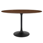 Modway Lippa 48" Oval Wood Dining Table - Black Walnut-Modern Dining Table