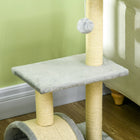 PawHut - Arbre à chat 28 po, tour d’escalade avec poteau à griffer en sisal - gris clair-Matériau : panneau de particules, peluche, sisal 