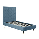 Manhattan Comfort Crosby 81.1" Modern Velvet Upholstered Twin-Size Bed - Blue-44.5" L x 81.1" W x 59.1" H