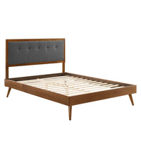 Modway - Willow Bois Lit à plateforme queen avec pieds écartés, Charbon de bois en noyer-Cadre de lit plateforme Queen