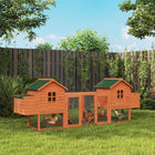 PawHut 123" Extra Large Wooden Chicken Coop-Bilateral symmetry design features roomy space for chickens 
