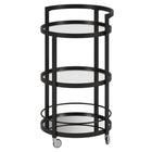 Hudson&Canal Hause 21"W Round Bar Cart - Blackened Bronze-Top has a weight capacity of 25 lbs, shelf can hold 20 lbs