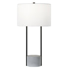 Hudson&Canal - Lampe de table Uma de 70 cm de haut avec abat-jour en tissu - Bronze noirci/béton/blanc-Design industriel pour votre salon, votre espace de travail ou votre table de chevet