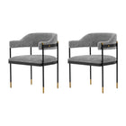 Manhattan Comfort Lia 24.8" Modern Chenille Upholstered Dining Armchair - Grey - Set of 2-Modern Dining Chair for Dining Room and Task Chair Usage