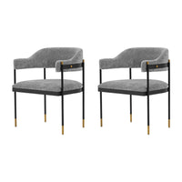 Manhattan Comfort - Lot de 2 fauteuils de salle à manger modernes Lia 24,8 po en chenille grise-Chaise de salle à manger moderne pour salle à manger et usage de chaise de travail