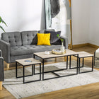 HOMCOM Nesting Coffee Table for Living Room - Natural Wood - 3 Pack-Laminated MDF is water and wear resistant