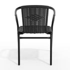 Flash Furniture Black Rattan Indoor-Outdoor Restaurant Stack Chair-Black Rattan Seat and Back