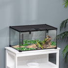 PawHut - Terrarium en verre pour reptiles - enceinte pour araignée sauteuse avec thermomètre-Comprend une ouverture d’alimentation spécialement conçue pour faciliter le nourrissage 