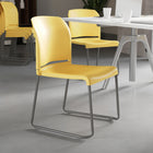 Flash Furniture HERCULES Series Full Back Contoured Stack Chair with Grey Powder Coated Sled Base - Yellow-Stack Quantity: 5