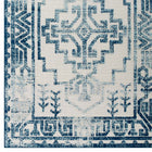 Modway Reflect Nyssa Distressed Geometric Southwestern Aztec Indoor/Outdoor Area Rug - 8 ft W x 10 ft L - Ivory/Blue-Fade, Stain and Water Resistant / Easy To Clean