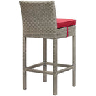 Modway - Conduit Terrasse extérieure Rotin en osier Tabouret de bar - Gris clair Rouge - Ensemble de 4-Résistants à l’eau et aux UV