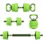 Soozier 4-in-1 88 lb Adjustable Weight Dumbbell Set - Green-88 lb (40 kg) 4-in-1 set: dumbbells, barbells, kettlebells and push-up stands