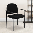 Flash Furniture Comfort Black Fabric Stackable Steel Side Reception Chair with Arms-CA117 Fire Retardant Foam