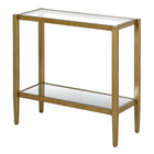 Hudson&Canal - Table d'appoint rectangulaire Hera 61 cm de largeur avec étagère en verre - Laiton antique-Le plateau de table et l'étagère ont chacun une capacité de poids de 20 lb