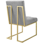 Modway Privy Gold Stainless Steel Upholstered Fabric Dining Accent Chair - Gold/Light Grey-Dense Foam Padding