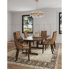 Manhattan Comfort Fifth Avenue 18.5" Traditional Faux Leather Upholstered Dining Chair - Saddle and Walnut - Set of 2-Frame Made of Solid Beech Wood with Rich Walnut Finish