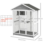 PawHut 65" H Large Wooden Bird Cage with Standing Pole Nest and Slide-out Tray - Grey-Made of sturdy fir and steel wire 