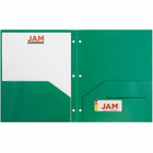 JAM Paper - Dossiers scolaires à deux pochettes - perforateurs à 3 trous - en plastique robuste - vert - Paquet de 6-Dossiers perforateurs en plastique durable à 3 trous | La couleur verte