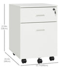 Vinsetto Locking 2-Drawer Rolling Filing Cabinet with Wheels - White-A top lock and 2 keys keep paperwork safe in all drawers
