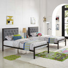 Modway Mia Fabric Twin Bed - Brown Grey-Assembly required
