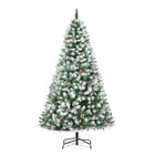 HOMCOM 6' Snow-Flocked Artificial Christmas Tree with Hinged Tips - Green-Snow dipped design, ends are painted white, add a flocked atmosphere 