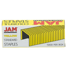 JAM Paper Standard Size Colourful Staples - Bright Yellow - 5000 Pack-Size: Standard (0.5 x 0.25 inches) | 1/2 inch wide and 1/4 inch length