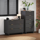 Manhattan Comfort Granville Modern Tall Narrow and Standard Dresser Set - Dark Grey-Recommended for up to 35 inch TV.