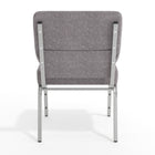 Flash Furniture - Chaise d'église empilable de la série HERCULES de 21 po de largeur en tissu gris - Cadre veine d'argent-Siège épais en bordure de cascade de 5 po
