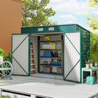 Outsunny 8 x 4FT Outdoor Storage Shed - Green-Metal bike shed suitable for plenty of outdoor tools, equipment and outerwear
