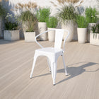 Flash Furniture – Chaise en métal avec accoudoirs pour l’intérieur et l’extérieur, blanc (CH31270WH)-Capacité de poids de 500 lb