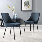 Modway Viscount Upholstered Fabric Dining Chairs - Black/Azure - 2 Pack-Polyester Fabric Upholstery