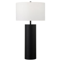 Hudson&Canal - Lampe de table York 75 cm de haut avec abat-jour en tissu - Bronze noirci/blanc-Design moderne du milieu du siècle pour votre salon, votre espace de travail ou votre table de chevet
