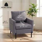 HOMCOM - Fauteuil d’appoint moderne avec pieds en métal et coussin épais pour chambre - gris foncé-Les patins de protection préservent l'état de votre sol 
