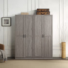 Manhattan Comfort Hopkins 59.22" 2-Piece Modern 8-Shelf Storage Closet - Grey-Vertical Rectangular Geometric Door Design with Black Metal Pull Handles