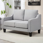 HOMCOM Loveseat Sofa with Pocket Spring - Light Grey-Breathable linen-feel fabric for year-round coziness