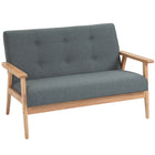 HOMCOM - Canapé d’amour 45 po avec pieds en bois de caoutchouc - gris foncé-Canapé deux places pour petits espaces 