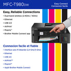 Brother - MFC-T980DW Imprimante tout-en-un à jet d’encre couleur sans fil et Ethernet INKvestment Tank avec bac multi-usage-Qualité d’impression monochrome et couleur fiable