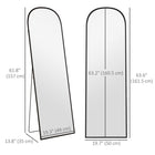HOMCOM Full Length Mirror - 19.7" W x 63.6" H - Black-Can be wall-mounted, freestanding, or leaning against the wall, offering versatile placement options 