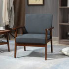 HOMCOM - Fauteuil moderne d’appoint avec assise rembourrée - pieds en bois pour chambre - gris foncé-Rembourrage en mousse épaisse sur toute la surface pour un confort optimal 
