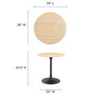 Modway Lippa 28" Round Wood Dining Table - Black Natural-Wood Grain Veneer and MDF Tabletop