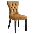 Modway Silhouette Performance Velvet Dining Chairs - Cognac - 2 Pack-Classic Button Tufting