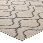 Modway Linza Wave Abstract Trellis Indoor/Outdoor Area Rug - 5 ft W x 8 ft L - Beige/Grey-High Density / Machine-Woven