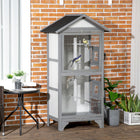 PawHut - Grande cage à oiseaux en bois 62 po H pour extérieur intérieur - gris clair-Le grillage protège les oiseaux des prédateurs extérieurs 